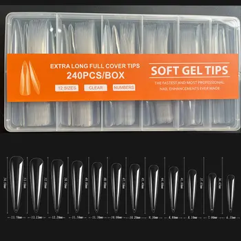 240 ks XXL umělé nehty super dlouhé balerínské nehty nalisované na nehty plné krytí matné gelové tipy na nehty americké kapsle falešné tipy 24 10 nejlepší prodej Americké kapsle - №3