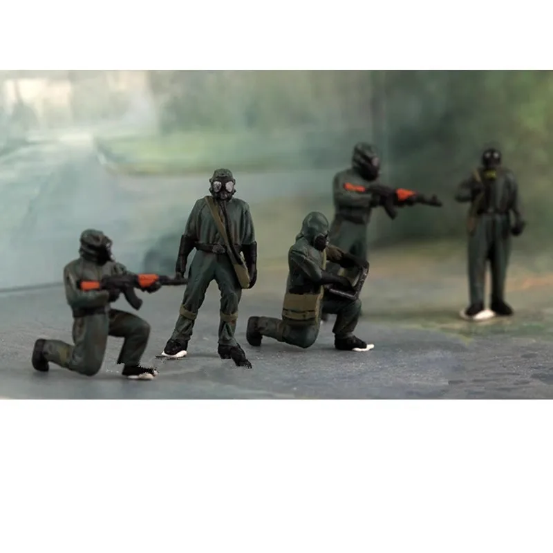 1:72 Scale Model Resin 5 Pcs Russian Biochemical Corps Soldiers Action Figure DIY Scene Accessory Collection Display Fan Gifts