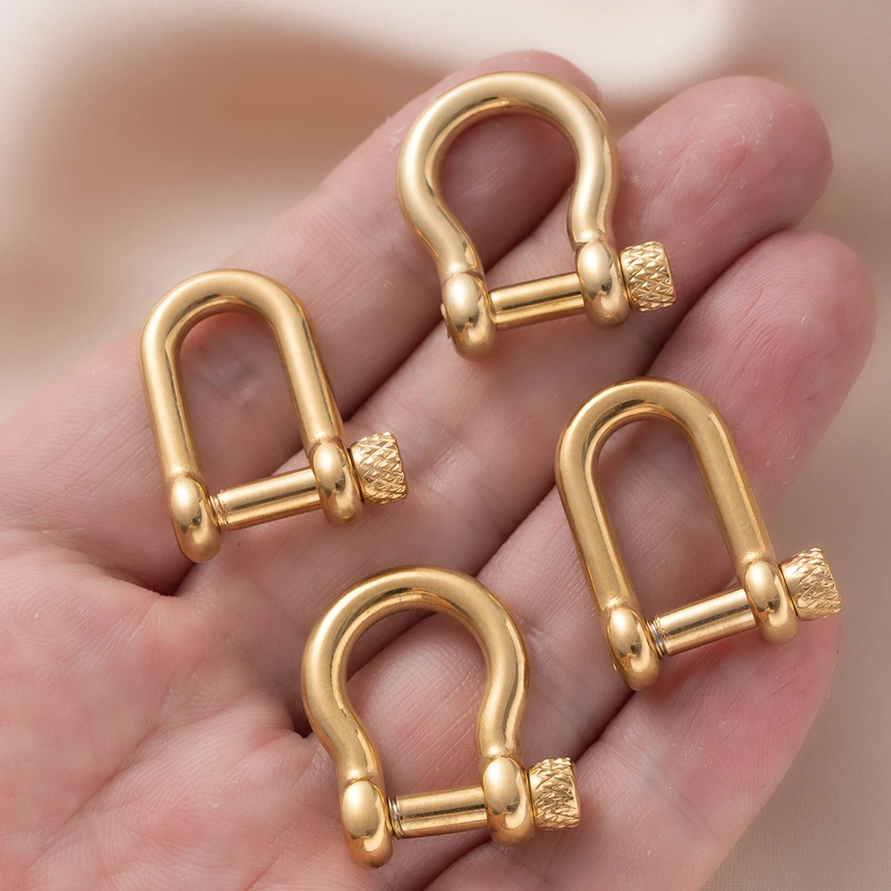 2pcs Stainless Steel Shackle Carabiner D Ring Fob Key Ring Keychain Hook Screw Connector Buckle Jewelry Making Supplies Crafts - view 3