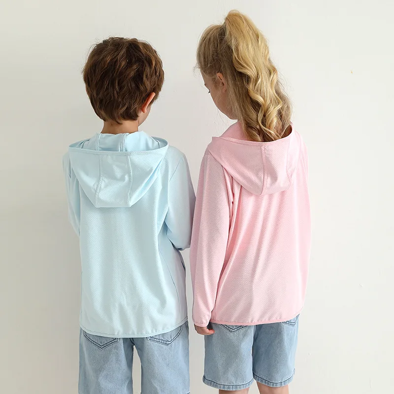 2024 New Summer Coat Childrens Sunscreen Coat Summer Boys and Girls Thin Solid Color Simple Coat