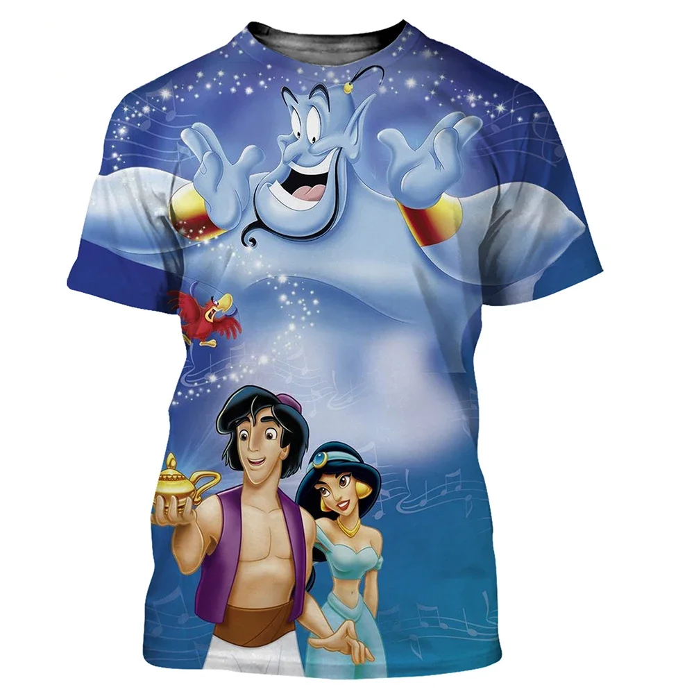 Disney T-Shirts Aladdin Cartoon Anime 3D Print Streetwear Men Women Fashion Oversized T Shirt Kids Boys Girls Tees Tops Clothing