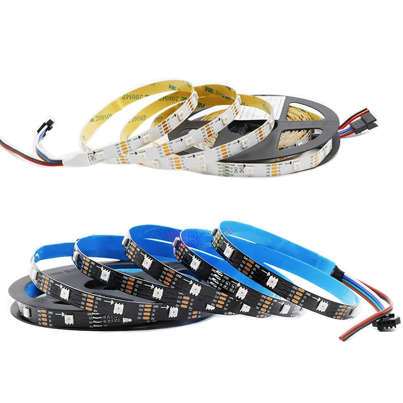 LEDストリップライト288smd,5v,5050 rgb,30/60/144ダイオード/m,データと時計,柔軟性,ネオンライト,apa102