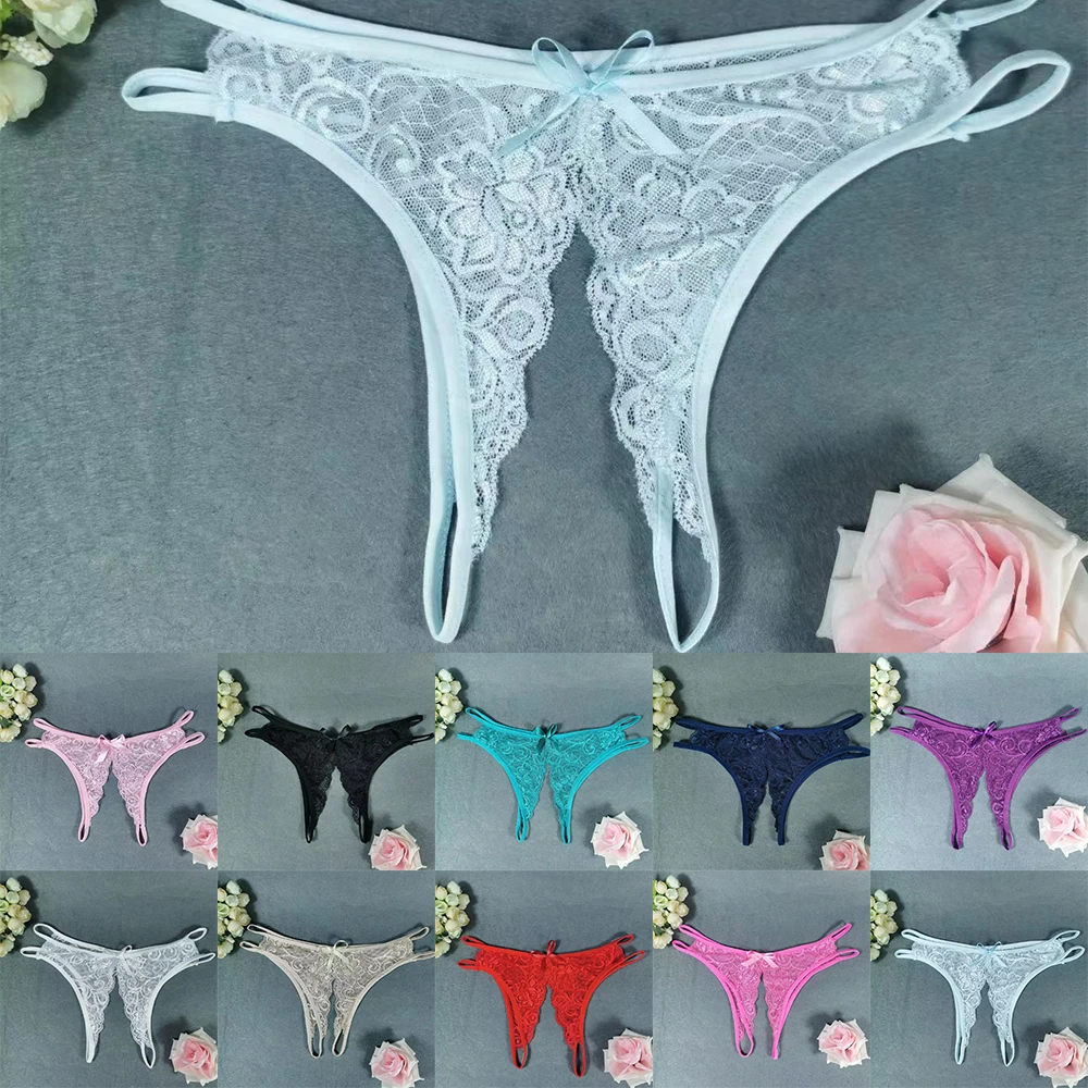 

Womens Lace Panties Open Crotch Ultra-Thin Sheer See-Through Crotchless Underwear Thongs Lingerie G-String Sheer Briefs
