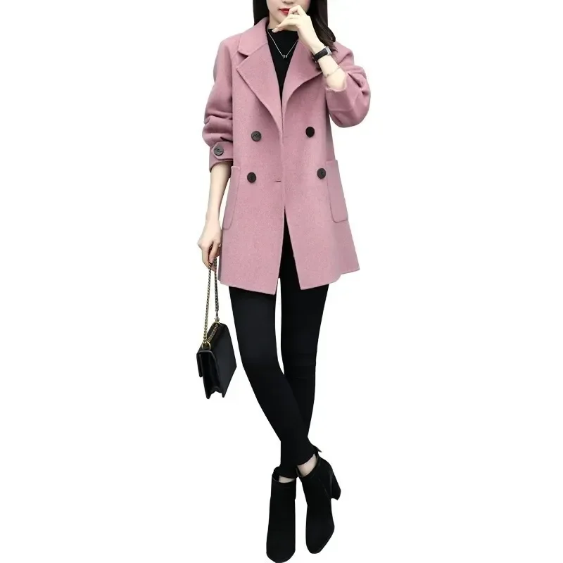 autumn and winter new woolen coat women's large size loose and thin medium and long small coat woolen coat