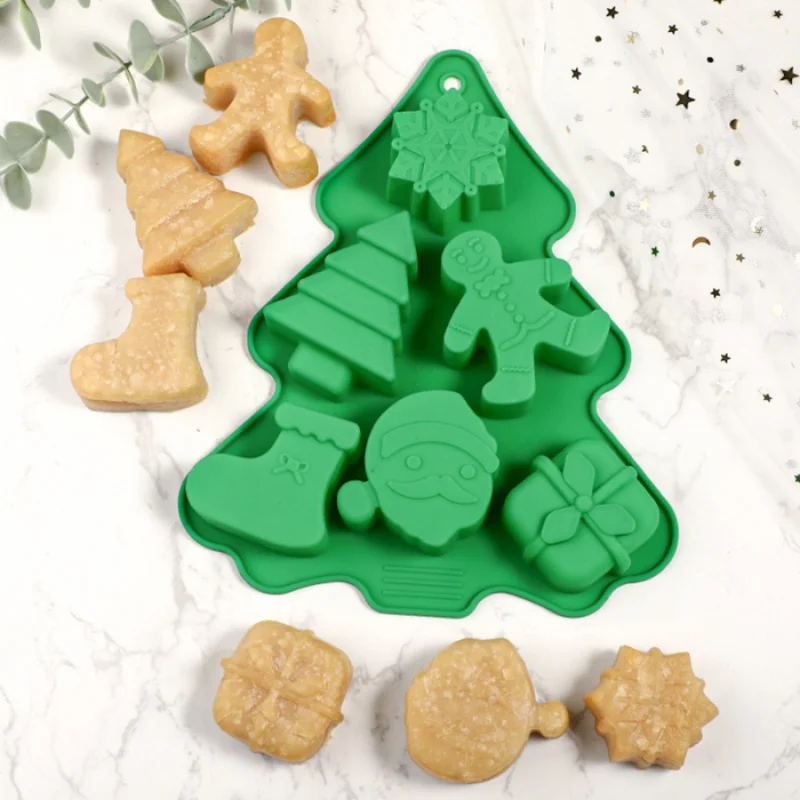 1pcChristmas Silikon Cookie Form Kuchen Süßigkeiten Schokolade Fondant Form Weihnachten Baum Schneeflocke Lebkuchen Mann Glocke