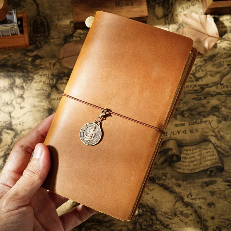 Fromthenon Travelers Journal Cowhide Notebook Handmade Creative Top Layer Crazy Horse Leather Vintage Notebooks