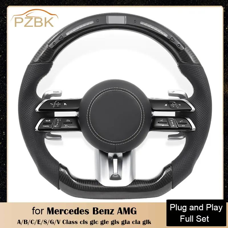 

LED Carbon Car Steering Wheel Full Set for Mercedes Benz AMG W190 W213 W221 W222 W464 G350 G63 G65 G500 GLE53 cls glc gle gls