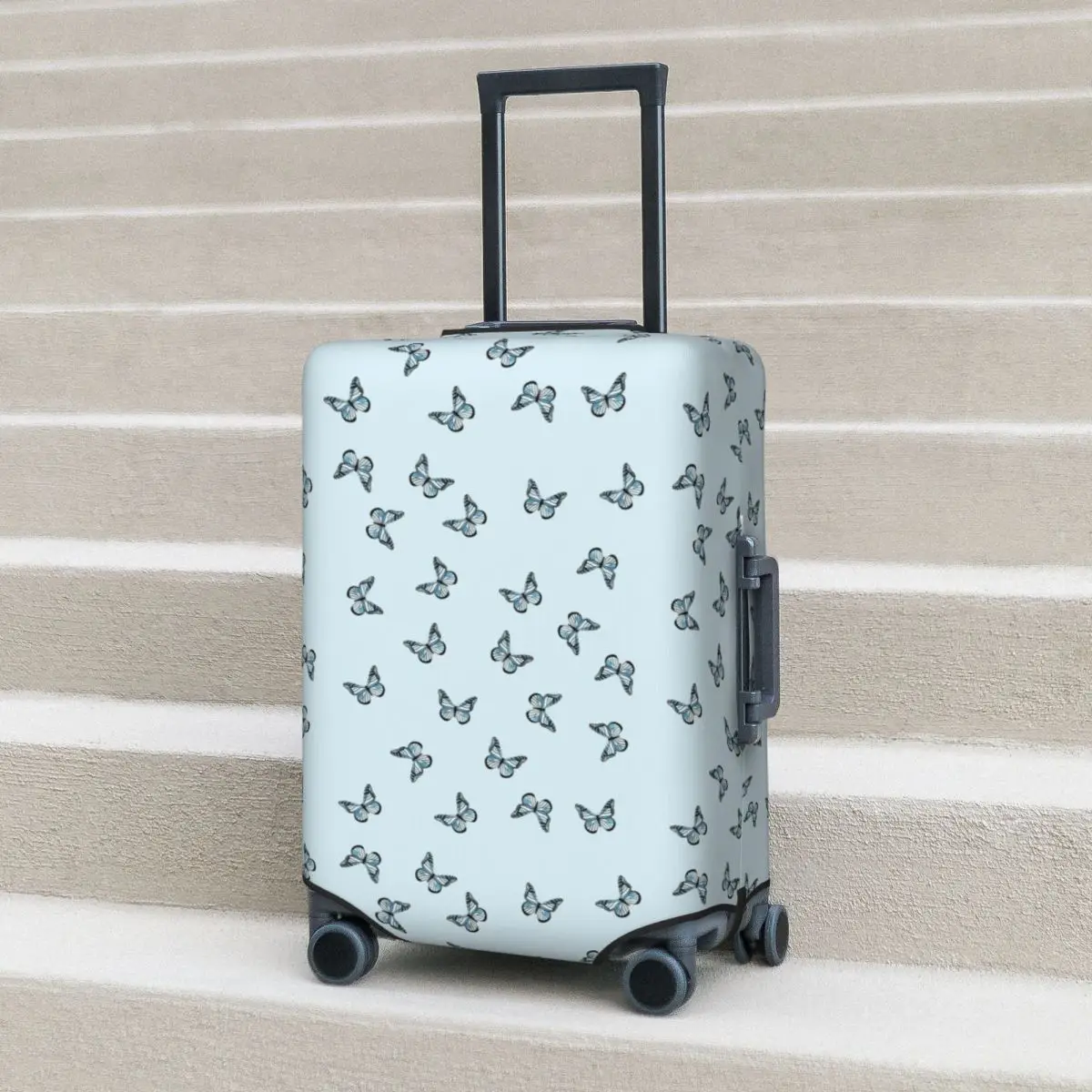 

Blue Pastel Butterflies Suitcase Cover Protection Elastic Trip Luggage Protector Covers for 18-32 Inch