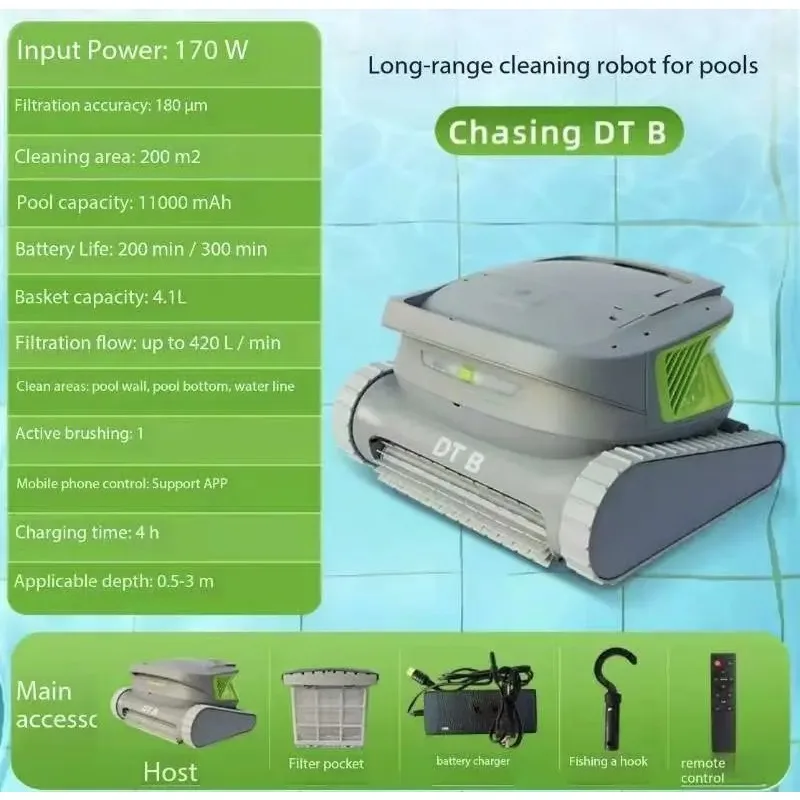 Jinde JSW-DTB Automatic Outdoor Underwater Robotic Vacuum Cleaner Pool Cleaning Robot 11000mAh Battery ABS Material For Pools