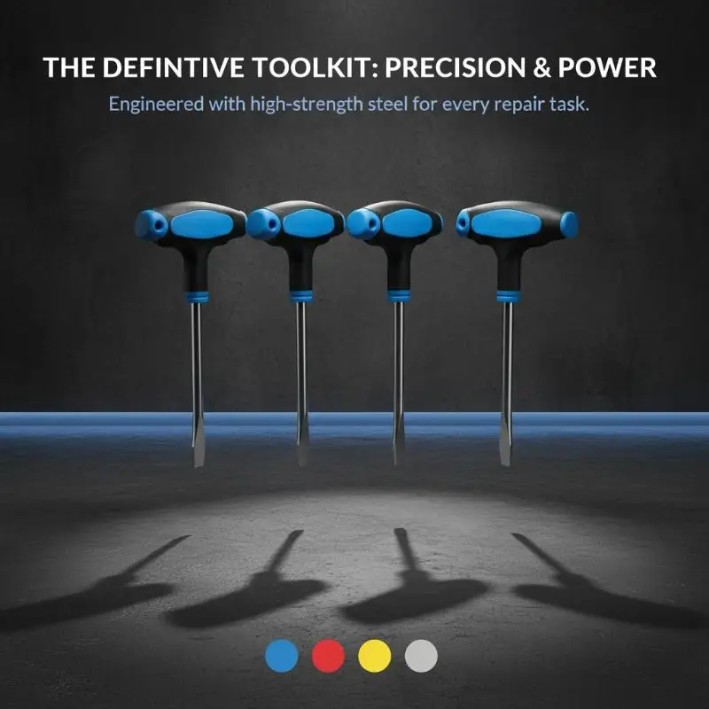 T Handle Flat Head Magnetic Screwdriver Non-Slip Rubber Handle Quick Release for Camera Laptop Repair Home DIY