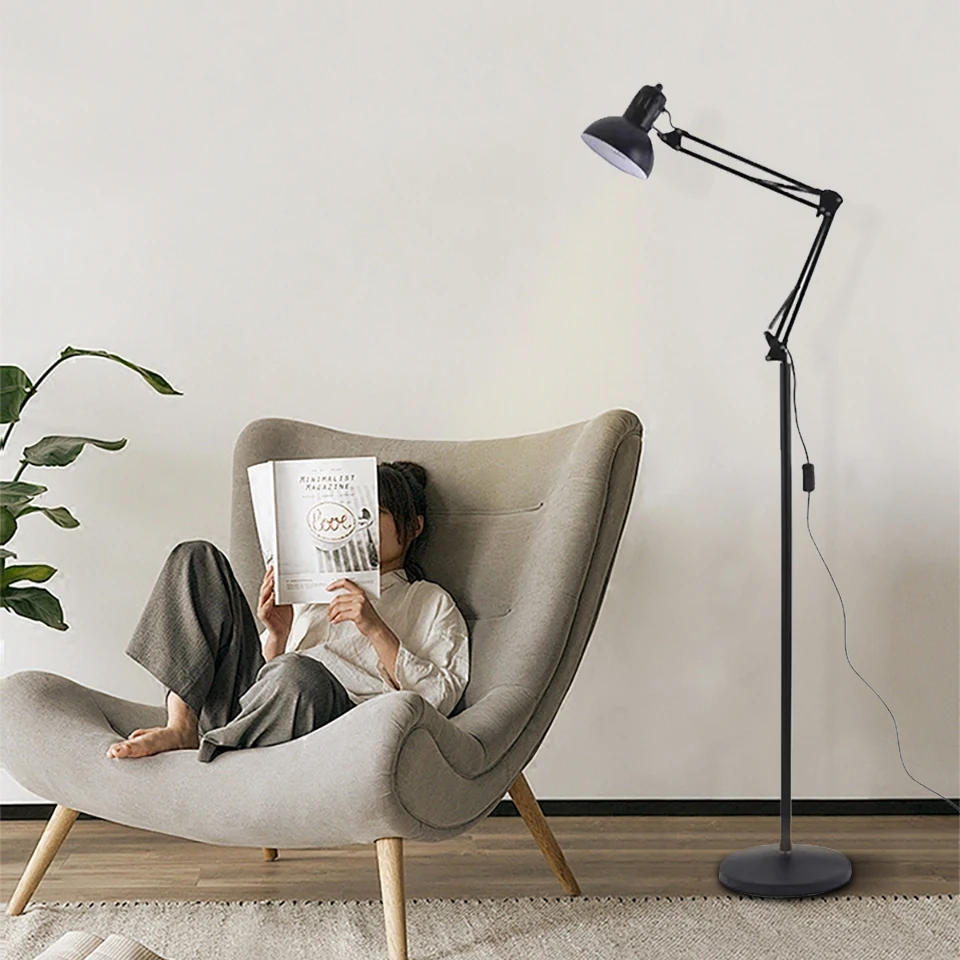 MARPOU LED Floor Lamp For Living Room Adjustable long arm folding floor lamp RGB Nordic Floor Lamps eye  protection Stand Light