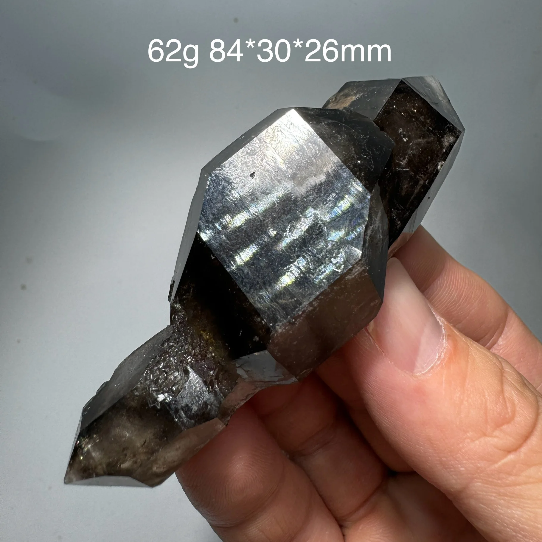 62g Natural High Quality Double Pointed Herkimer Diamond Smoky Quartz Black Crystal Cluster Mineral Specimen video for details