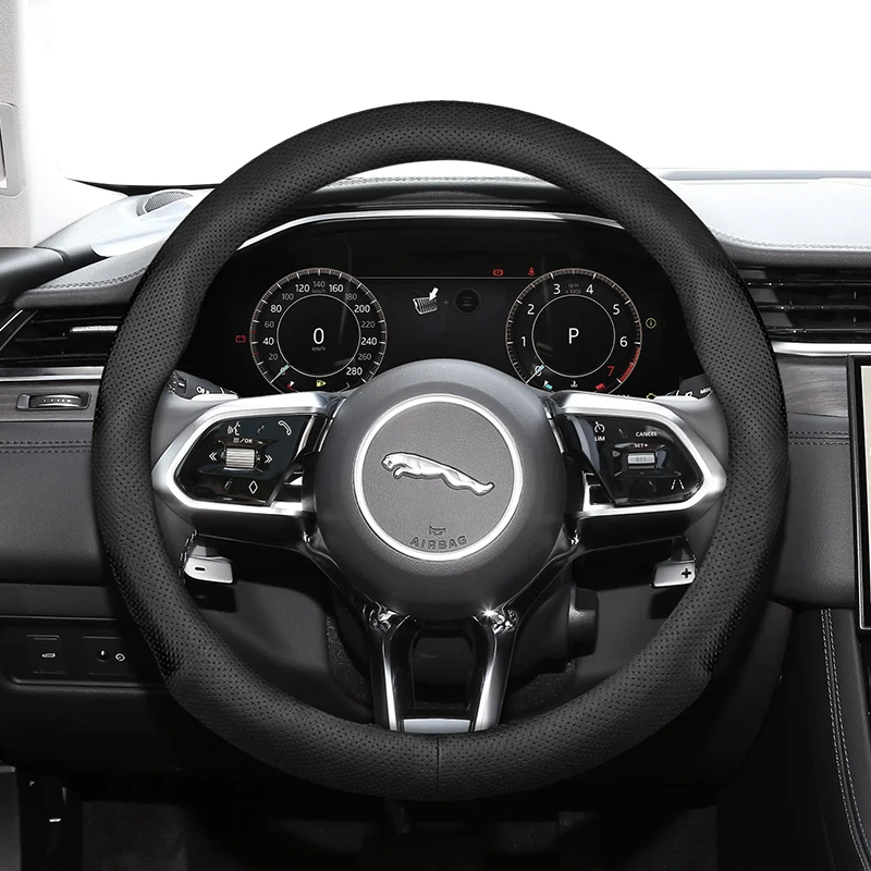 For JAGUAR Steering Wheel Cover Ultra-Thin Laser Vents Design Fit Xf Xe X250 F Pace E I TYPE XJ XK Breathable