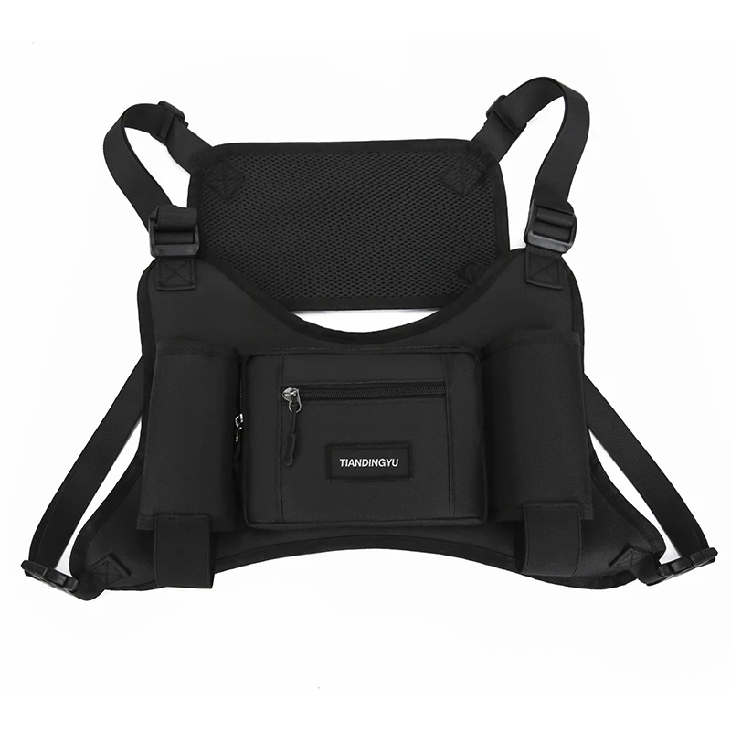 Outdoor Sports Vest Backpacks With Water Bottle Pocket Unisex Riding Chest Bag Hip-hop Streetwear Chest Rig Bag Multiple Pockets