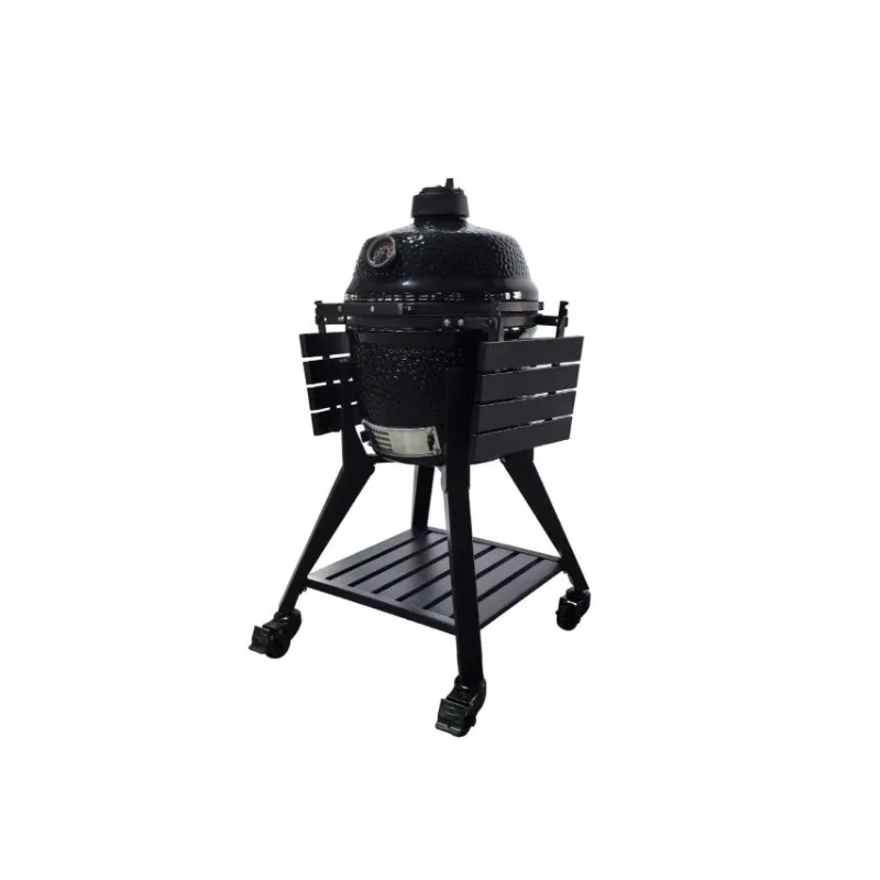 16 Inch Premium Modern Ceramic Kamado Grill Glossy Deep Black MK16 Pro Trolley Large Capacity Outdoor Barbecue Grill