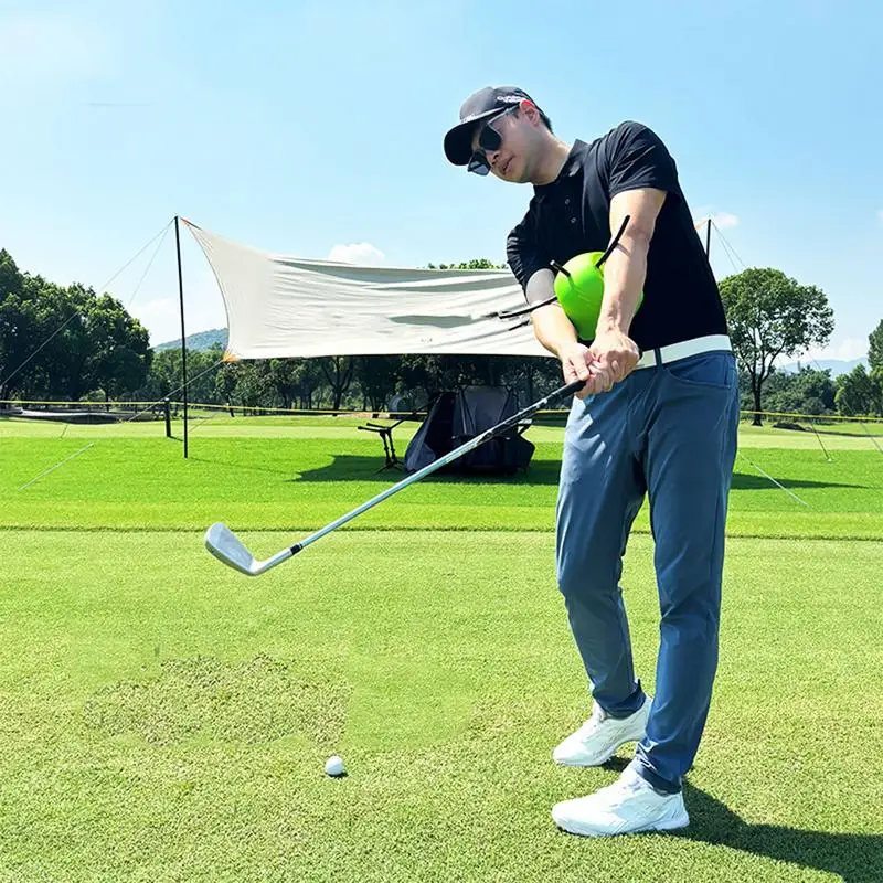 Golf Swing Training Aid Connected To The Ball Golf Swing Training Device Improve Swing And Chip Efficiency Swing Training Aid