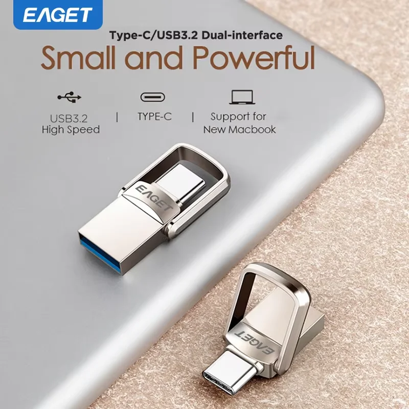 Eaget Super Mini USB Pen Drive Pendrive 2 in 1 USB Type C& USB A Interface USB Flash Drive 120Mb/s USB 3.2 Key USB Memory Stick