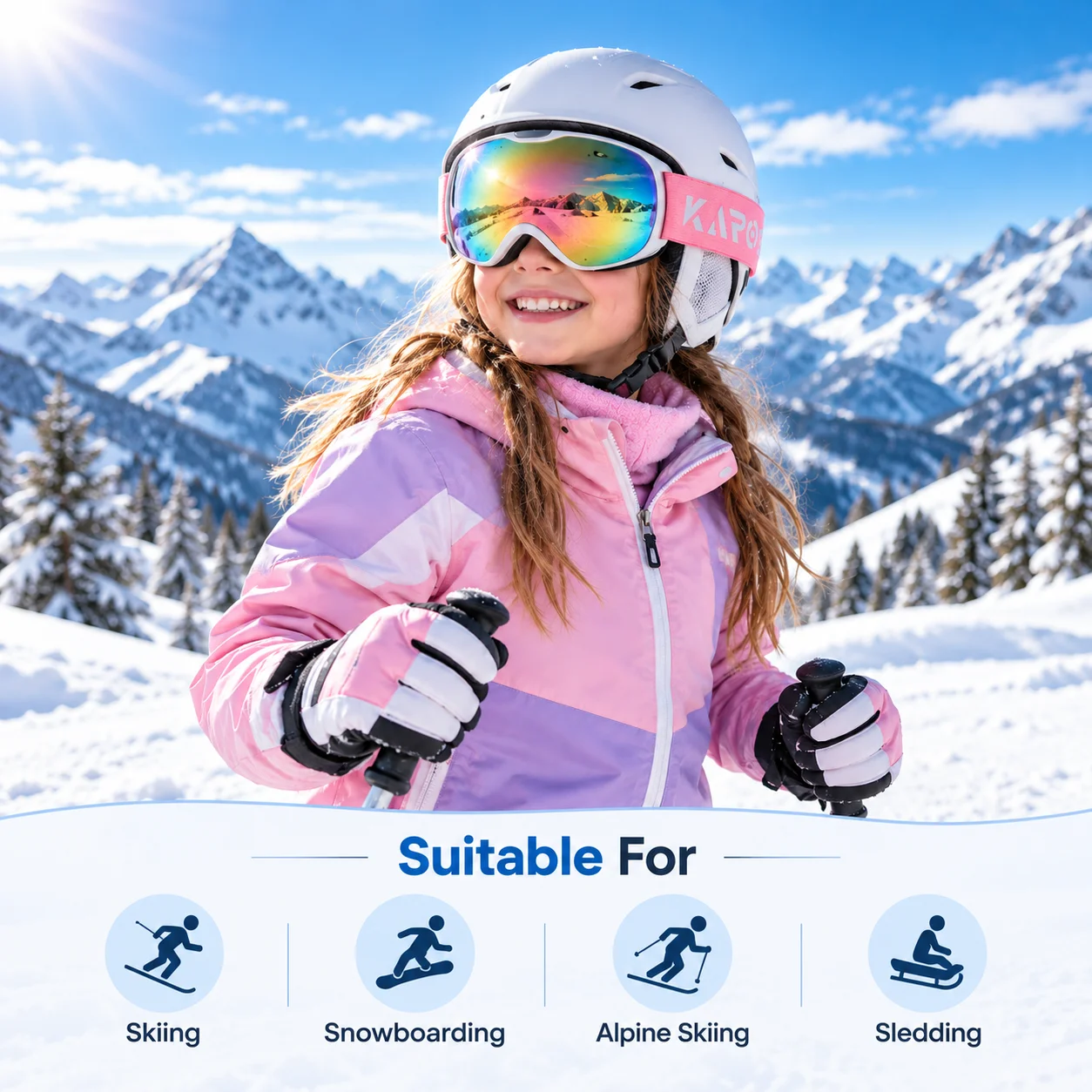 Children Winter Ski Goggles Double Layer Anti Fog UV400 Snow Protection Glasses Snowboarding Snowmobile Skiing Sports Eyewear
