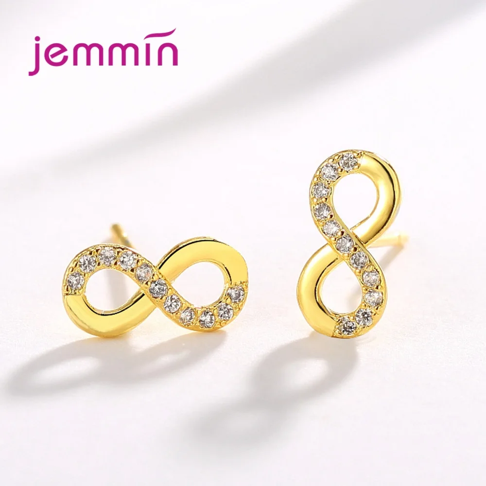 Charm 925 Silver  Simple Bowknot Infinity Earrings for Women Fashion Wedding Jewelry Bowtie CZ Zircon Brincos Mujer