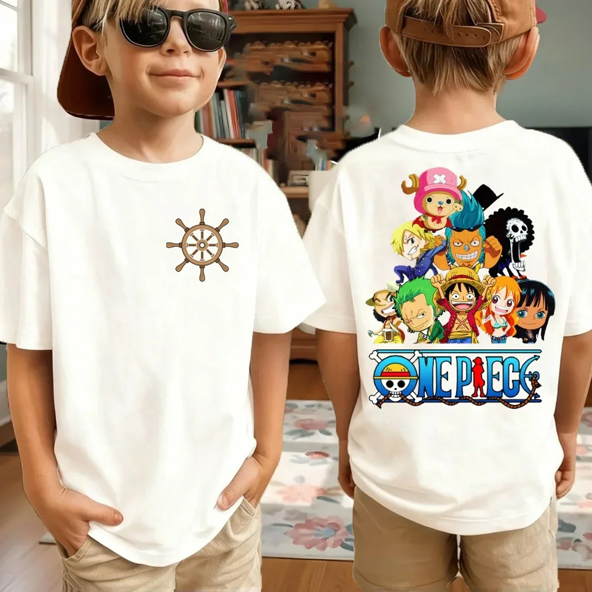 One Piece Japanese Anime Printed Men's T-Shirt Roronoa Zoro Boy Children's Harajuku Short Sleeve Kids Luffy T-shirt Clothing