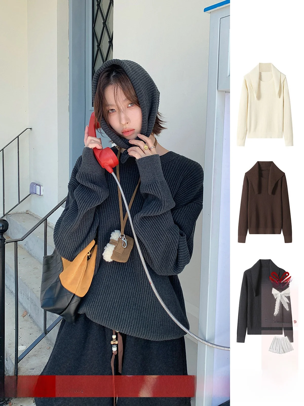 

Loose round Ne Knitted Sweater Multi-Color Brand REREK Cotton Long Sve Casual Sle for Women Daily Wear