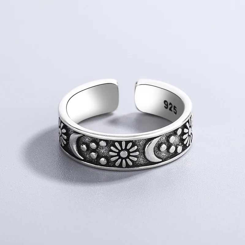 925 Sterling Silver Sun Moon Rings For Women Engagement Luxury Jewelry Vintage Accessories Wholesale