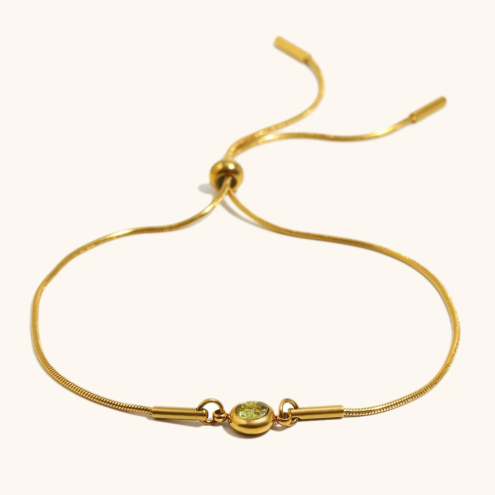 Pull-out Snake Chain Colored Zircon Bracelet, Fashionable Gift