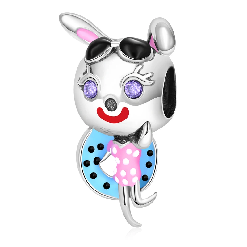 

Летние дизайнерские эмалированные пляжные солнцезащитные очки PANQDIY из стерлингового серебра пробы, подвеска-бусина для плавания, украшения для браслета своими руками