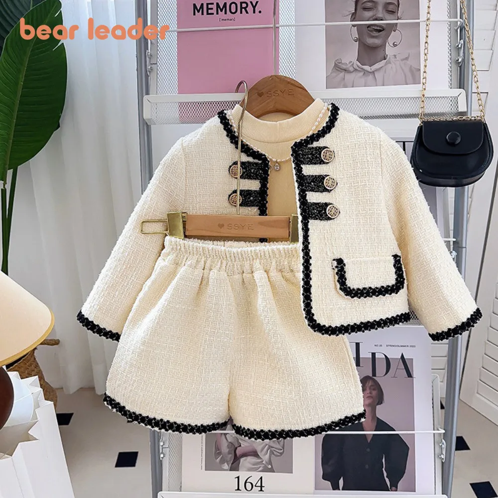 

Bear Leader Korean Version Girl Suit Spring and Autumn New Fashionable Cardigan Jacket + Pants Two-piece Sets 2-7 Years Wear