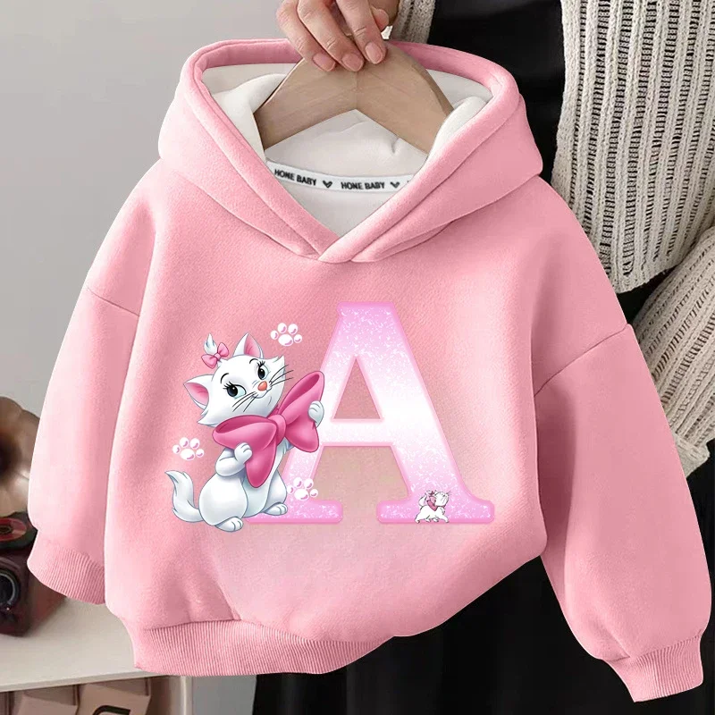 The Aristocats Marie Cat Children Hoodies Girls Cartoon Sweatshirt Kid Winter Thicken Warm Pullover Tops Children Clothes Gift