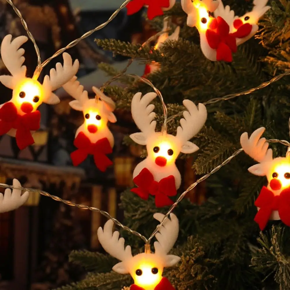 Creative 3m Christmas String Light Battery-Powered Elk Deer Christmas LED Light Flashing Felt Santa Claus Light String Courtyard