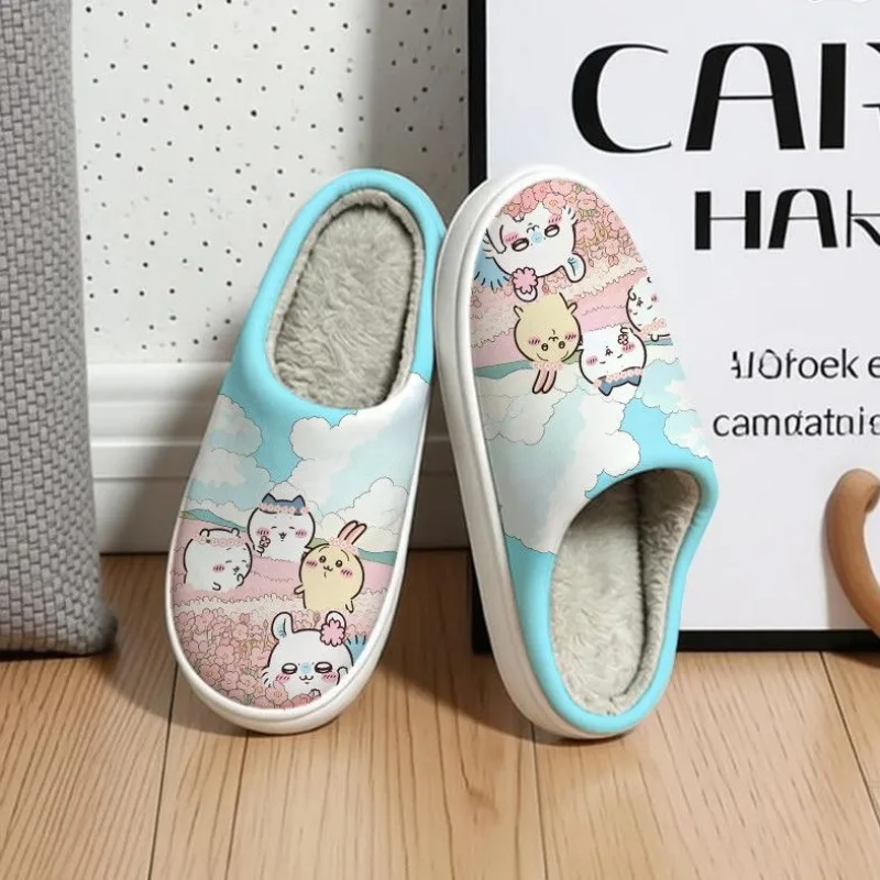 Cartoon Kawaii Cotton Slippers Cold Protection Ultra-soft Keep Warm Non-slip Wear-resistant Comfortable Printed Simple Chiikawa