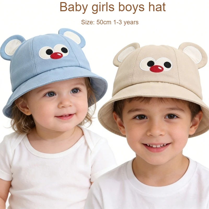 

Baby Hat Toddler Fisherman Cap 50cm 1-3 Years Kids Sun Hat Cute Embroidered Eyes Summer Outdoor Baby Boy Girl Cartoon Hats