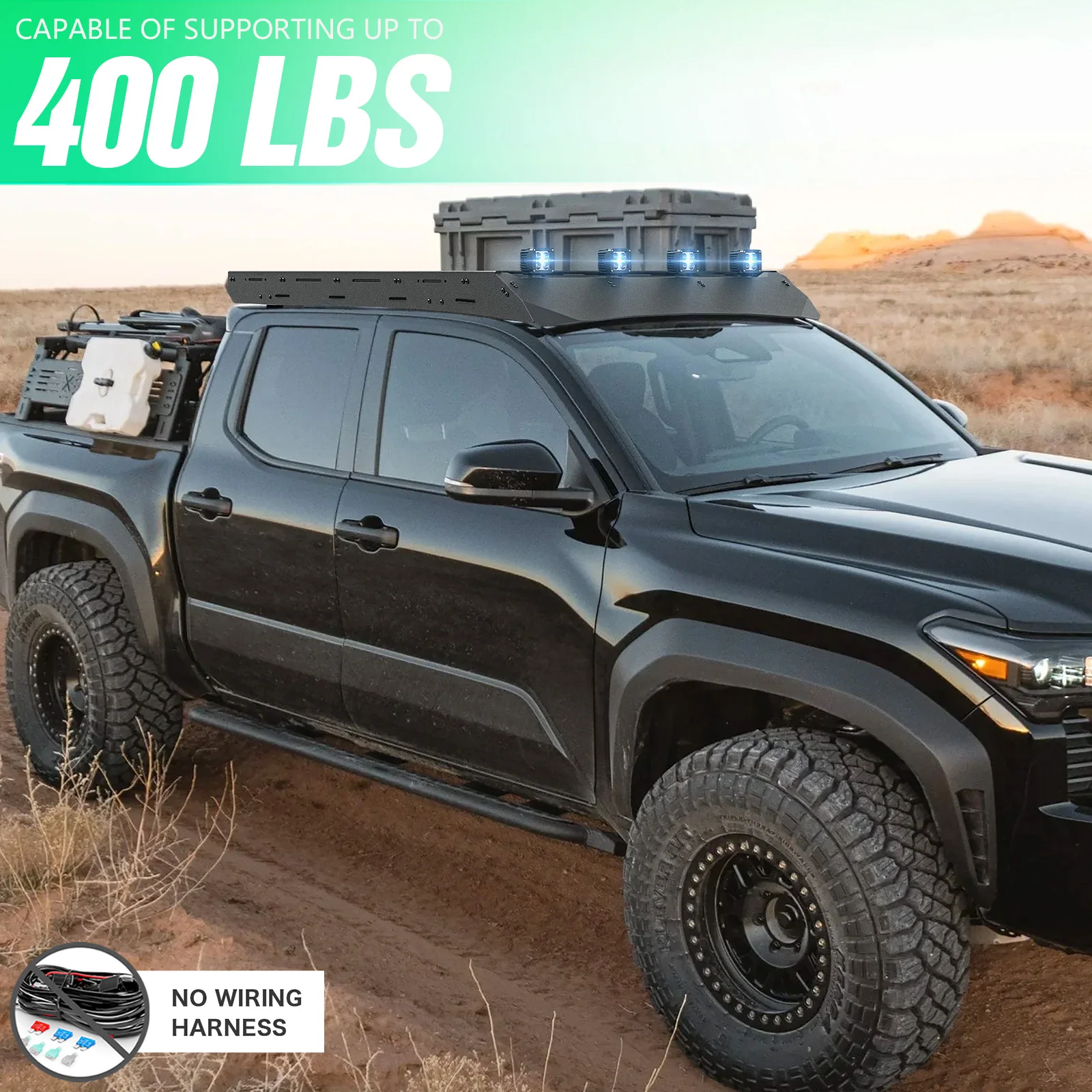 رف السقف العلوي سلة البضائع الناقل شاحنة على السطح تخزين الأمتعة حامل ل 2024 2025 تاكوما مزدوج/طاقم الكابينة 4th الجنرال على الطرق الوعرة #4