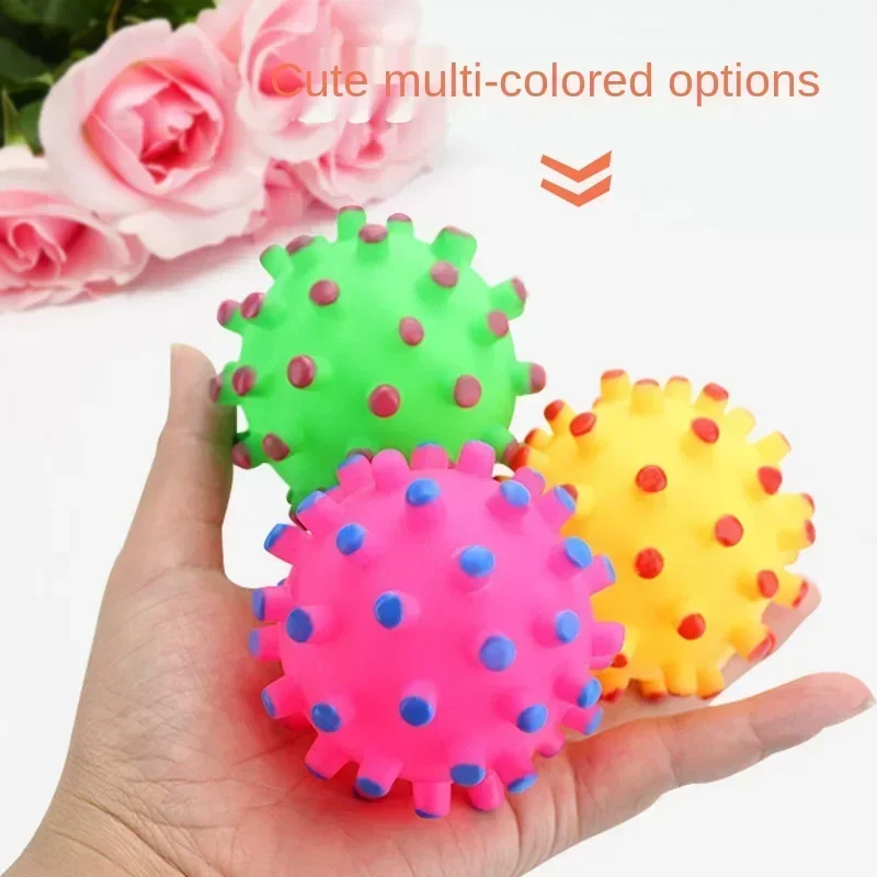 Round Dog Ball Toy Durable Puppy Training Ball Decompression Display Mold Squeaky Interactive Training Pet Ball Toy