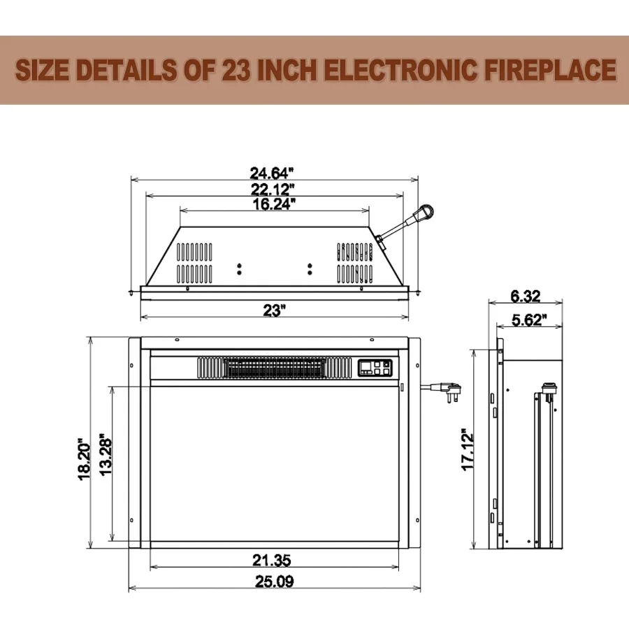 44 مدفأة كهربائية مع مركز ترفيهي LED Mantel يتميز 23 تصميم مدفأة من الطوب الأحمر لغرفة النوم وغرفة المعيشة
