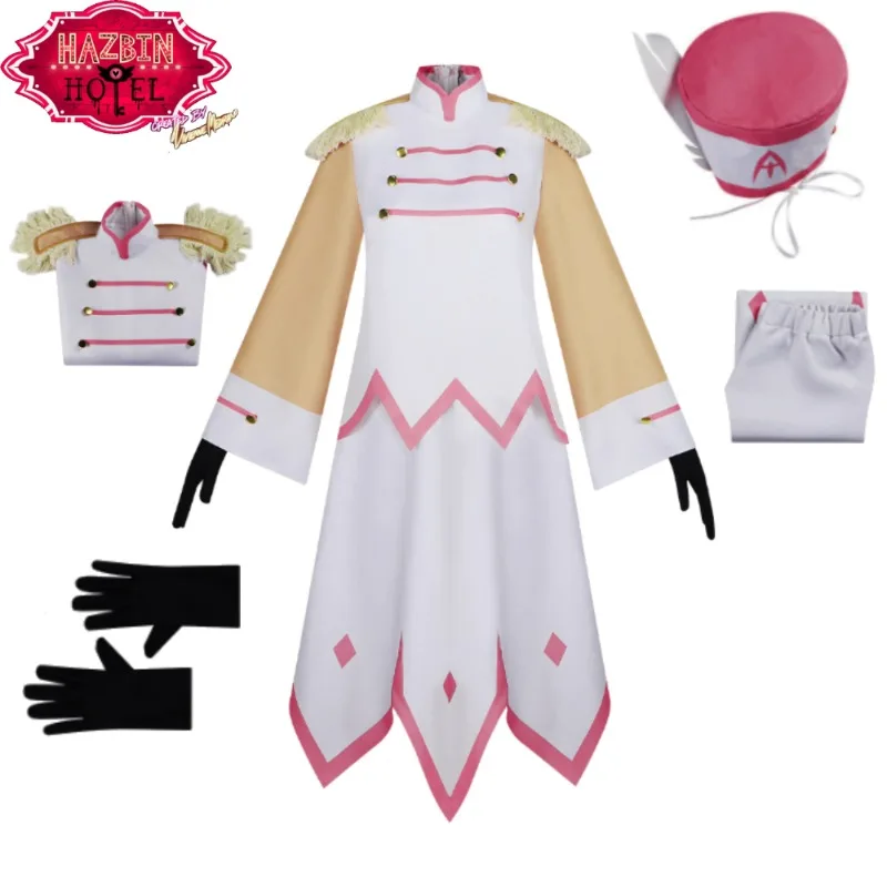 

Angel Commander Abel Cosplay Costume Hazbin Hotel Gold Button Hoodie Full Set with Printed Drawstring for Men Halloween