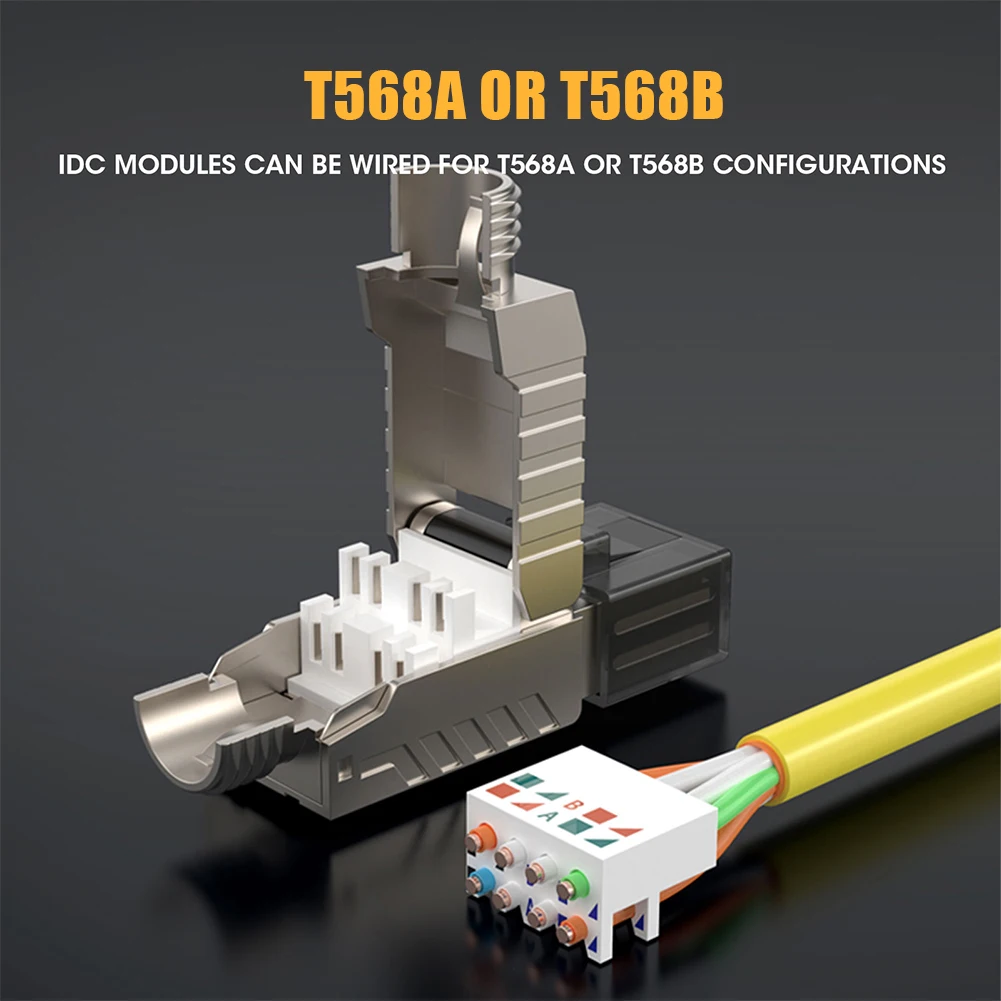 RJ45 Cat8 Cat7 Cat6A Connectors RJ45 Metal Tool Free Easy Termination Plug 2000MHz 40G High-speed LAN Cable 22AWG - 24AWG