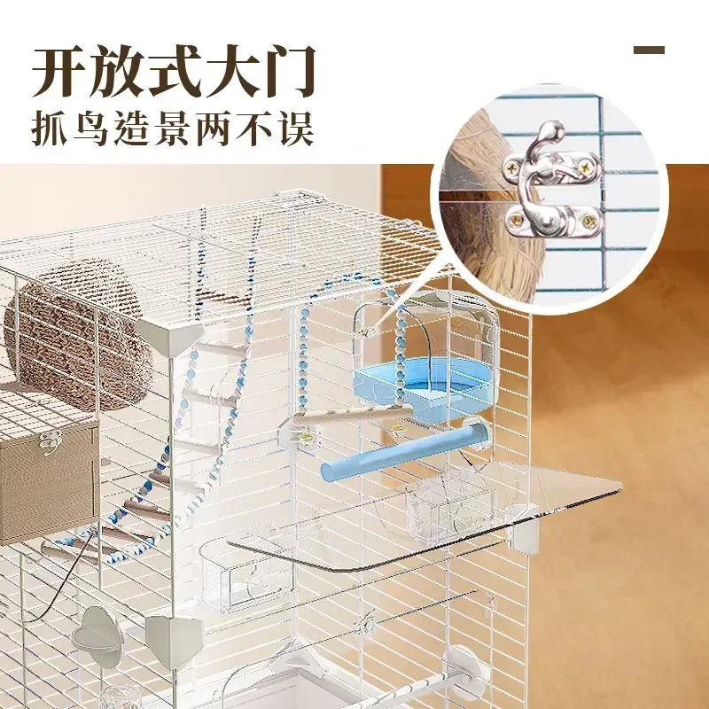 Household large bird cage large acrylic front through