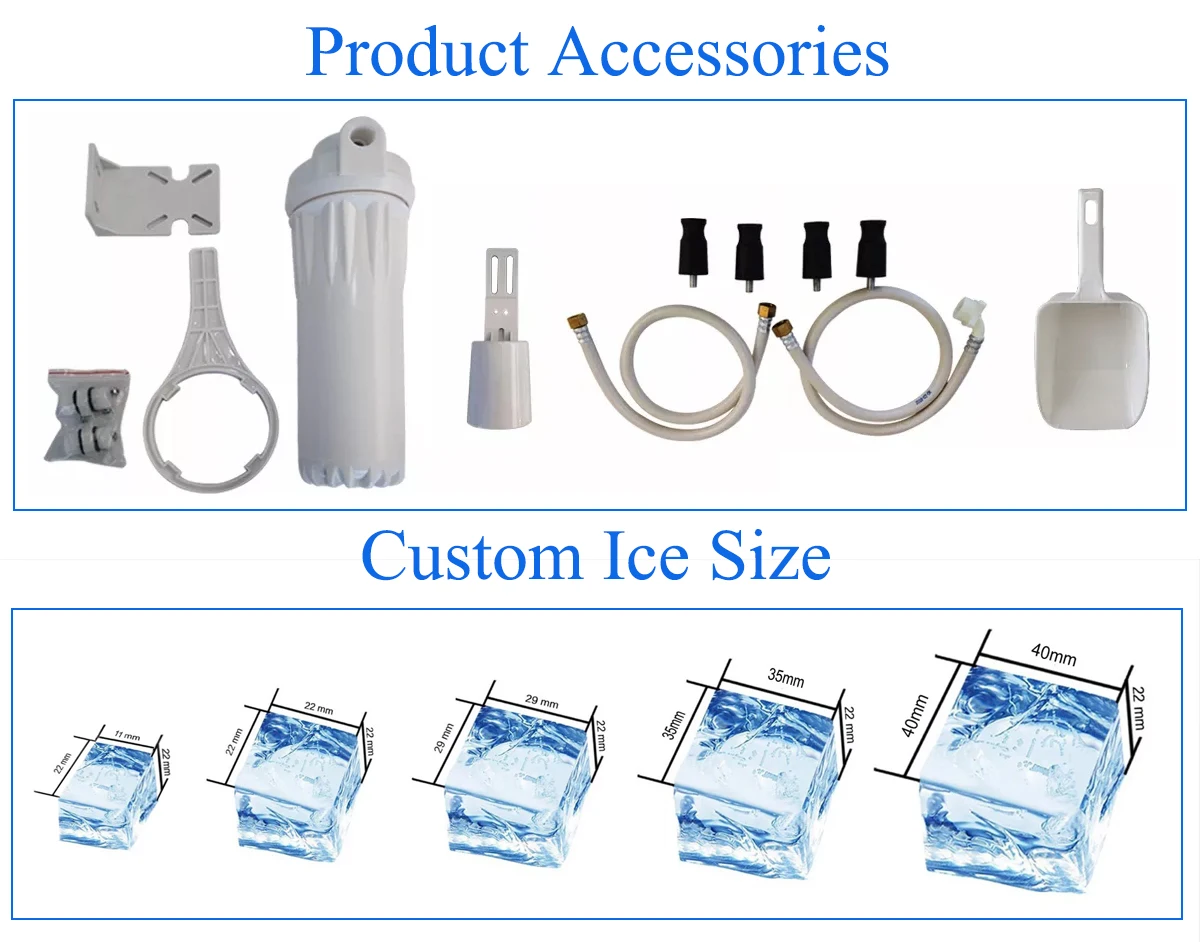 For 1000kg Cube Ice Maker Double Main Computer Cube Ice Machine Big Output Ice Machine