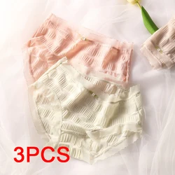 3PCS/set Fashion Female Panties Thin Lingerie Lace Naked Feeling Woman Underwear Women Sexy Underware Briefs Seamless Triangular