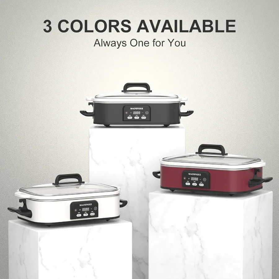 طباخ بطيء قابل للبرمجة سعة 4 لتر مع طبق خبز سيراميك لتناول الطعام العائلي، أجهزة مطبخ متينة وآمنة للفرن، مثالية لـ #4