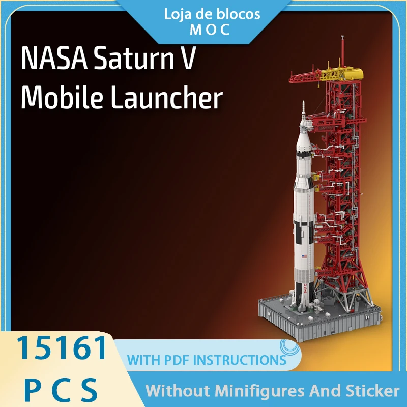 New product MOC building block space model SaturnV mobile launcher and launch umbilical tower modular children's toy DIY set