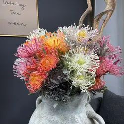 SunMade High Quality Tufted Pincushion Plastic Artificial Flower Short Branch Living Room Decoration Fleur Artificielle Wedding