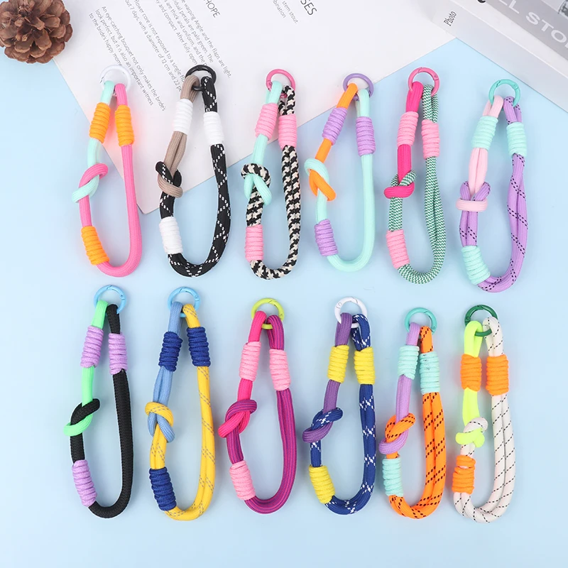 Mobile Phone Lanyard Cute Knot Portable Anti-loss Hand Bracelet Chain For Phone Coloful Rope Chain Wrist Short Straps