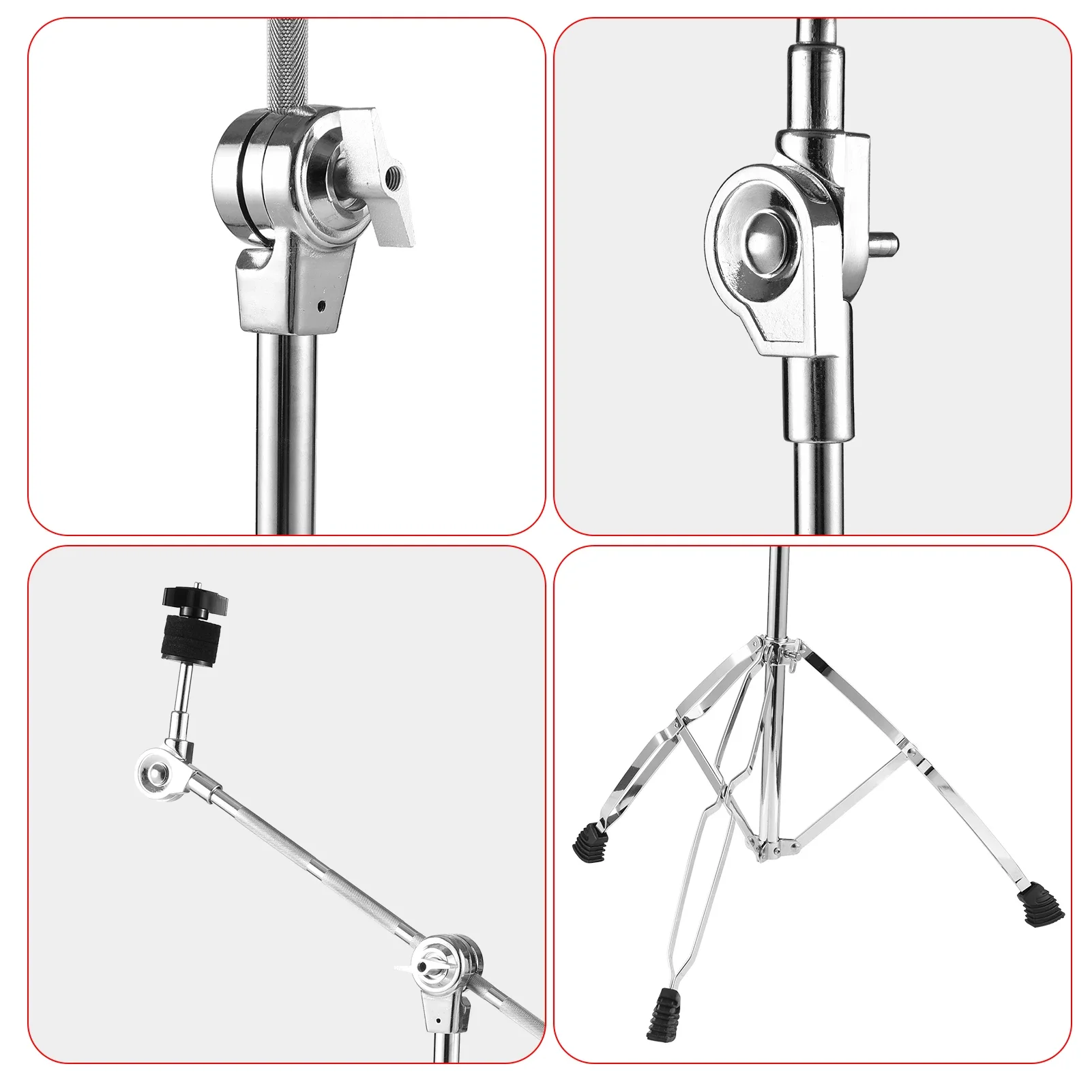 Cymbal Stand Straight & Boom Cymbal Stand Double Braced Legs Height & Angle Adjustable Drum-kit Cymbal Support Rack Heavy Duty