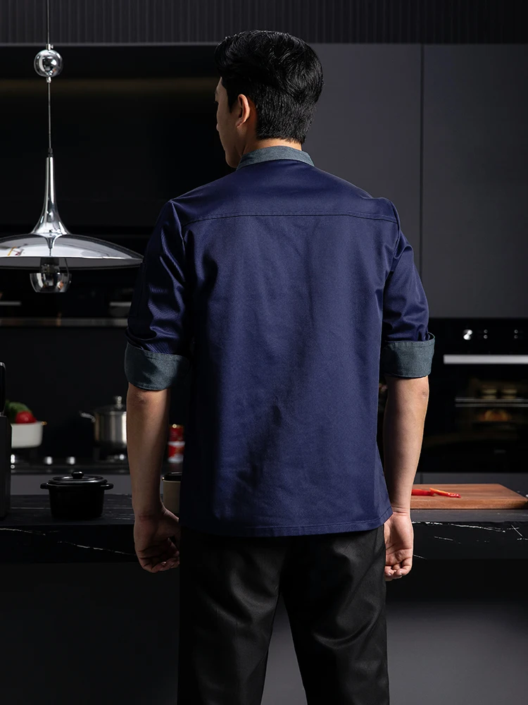 Restaurant Senior Chef's Jacket for Men Canteen Long Sleeved Workwear Hotel Costume Cake Shops Jacket Coffee Shop Work Tops