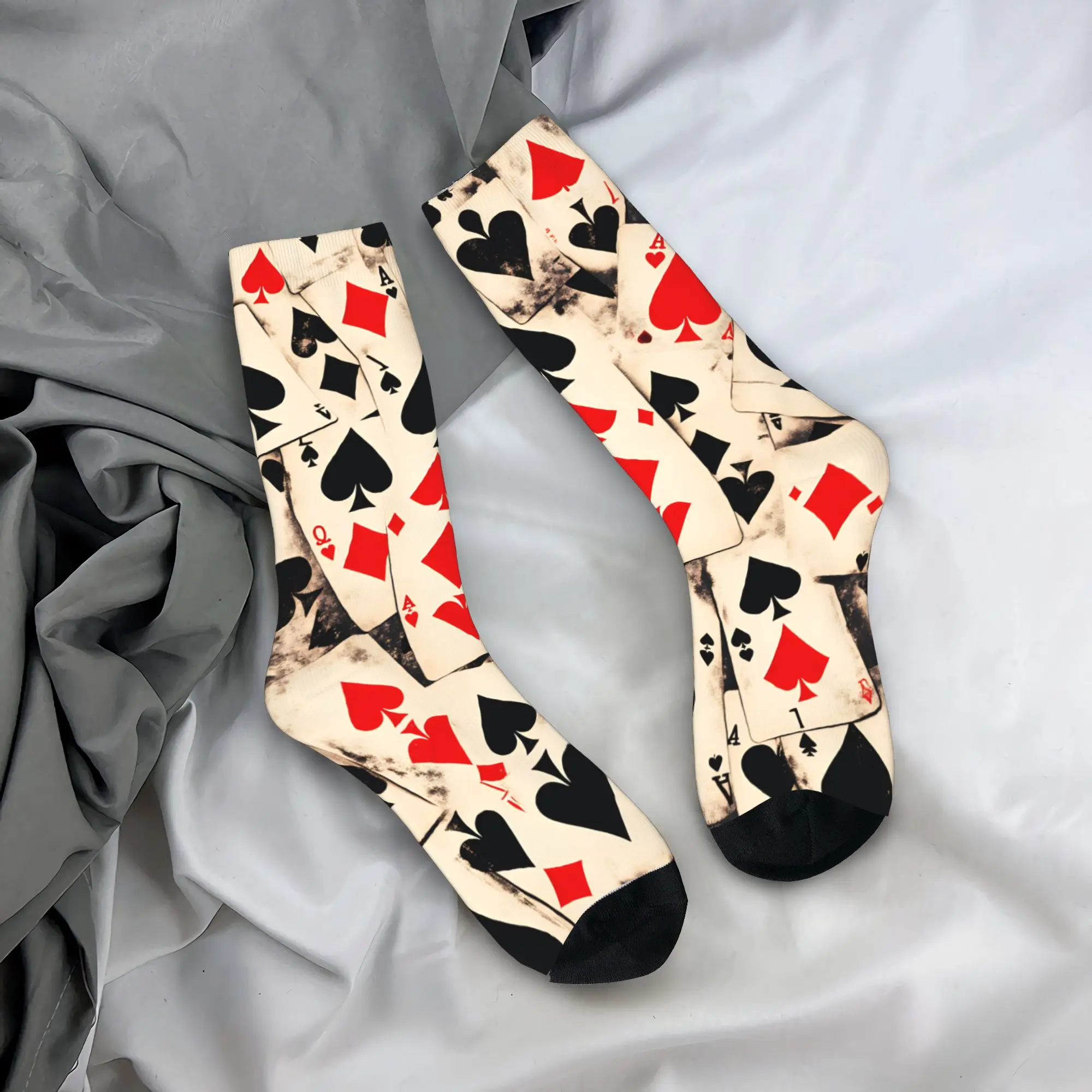 

Носки с принтом игральных карт, модные, унисекс, мужские, качественные, для активного отдыха, зимние, нескользящие