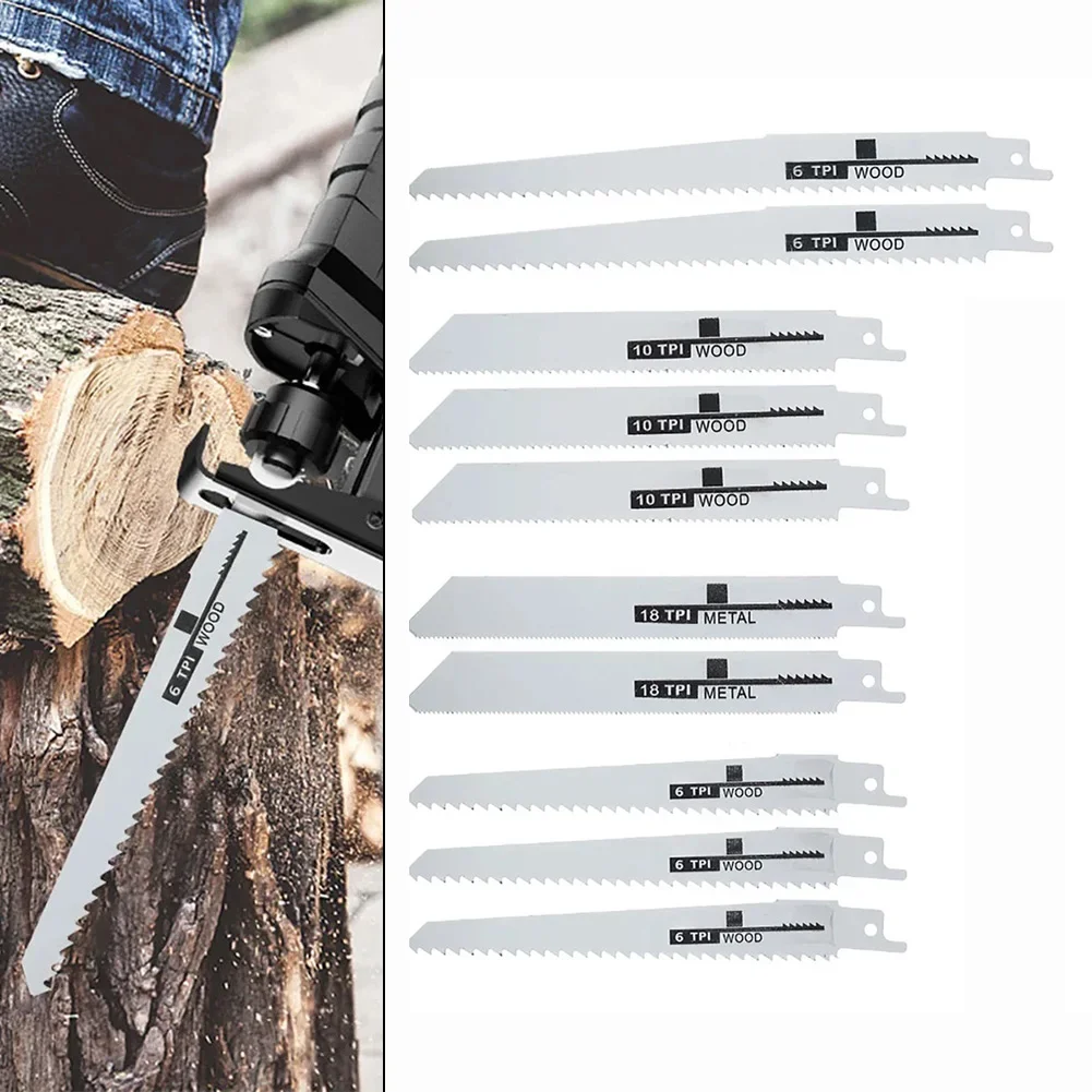 

10 шт. полотна для сабельных пил, многофункциональные пилы для резки дерева, металла, пластика, пилы с заземленными зубьями