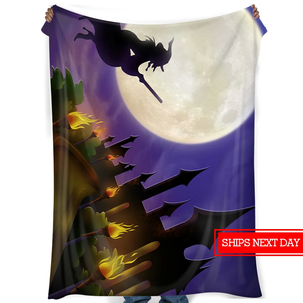 Halloween printed flannel blanket, warm mattress, 3D printed soft micro plush sheets, sofa gift